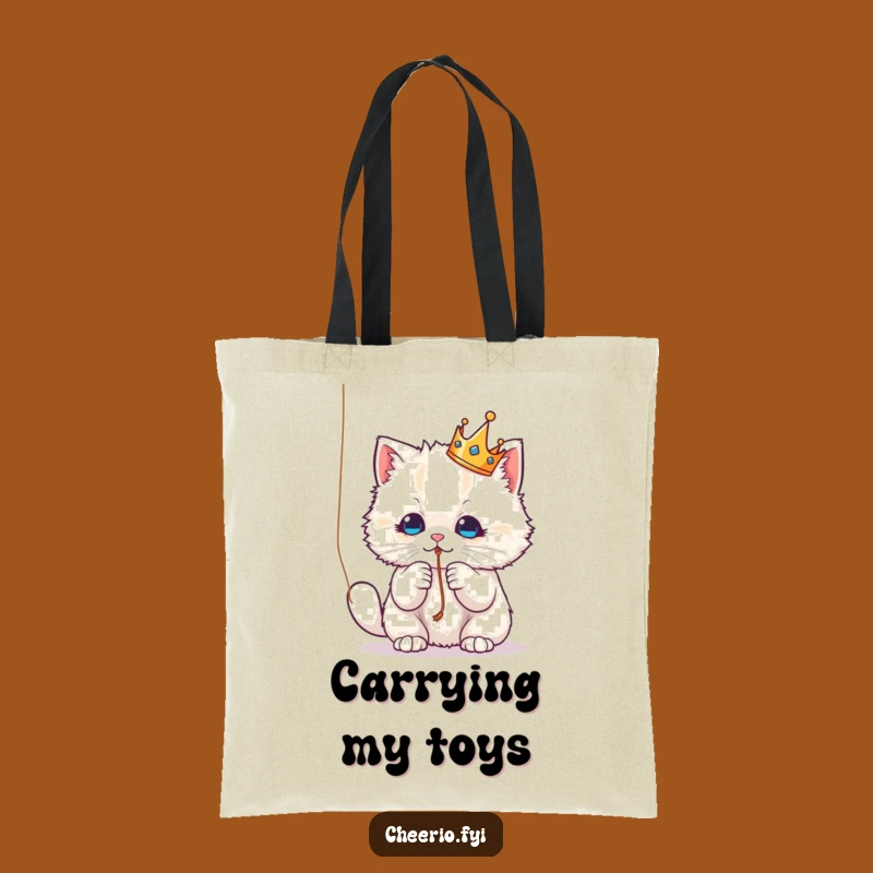 Funny Crown Cat Tote Bag - Playful Kitty Carryall, Perfect Funny Gift!