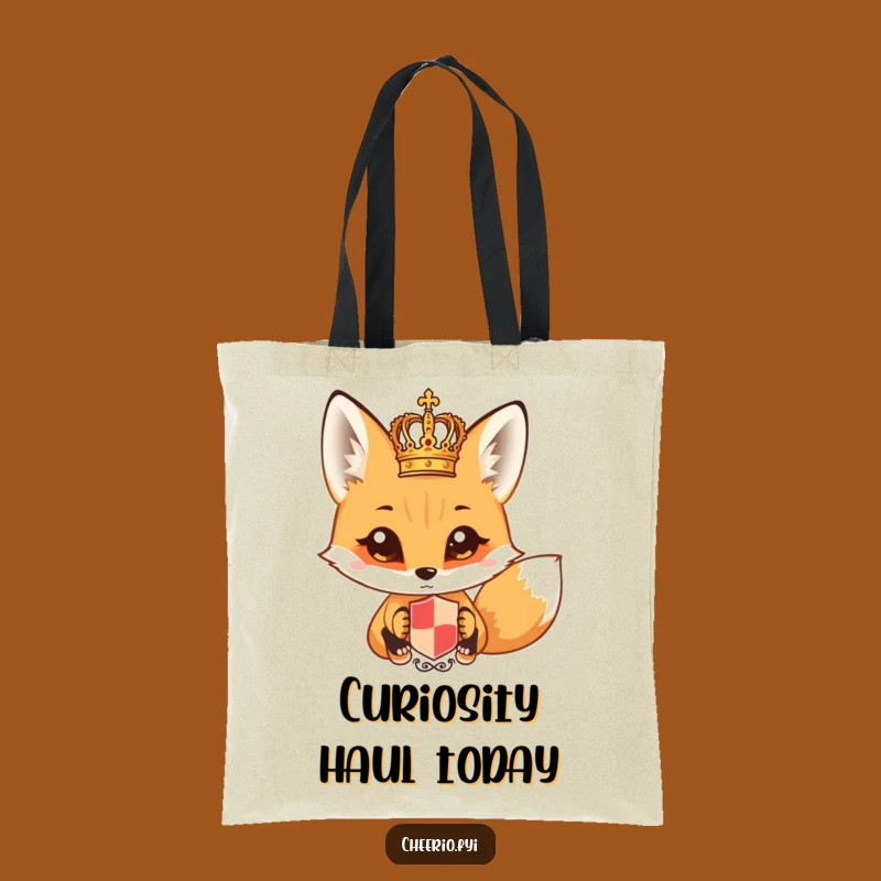 Funny Curious Fox Crest Tote Bag - Whimsical & Hilarious Royal Accessory