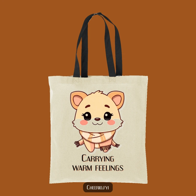 Funny Friendly Creature Scarf Tote Bag - Carry Your Cozy Essentials