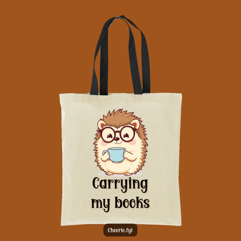 Funny Hedgehog Tote Bag: Specs & Tea - Chic Accessory Gift