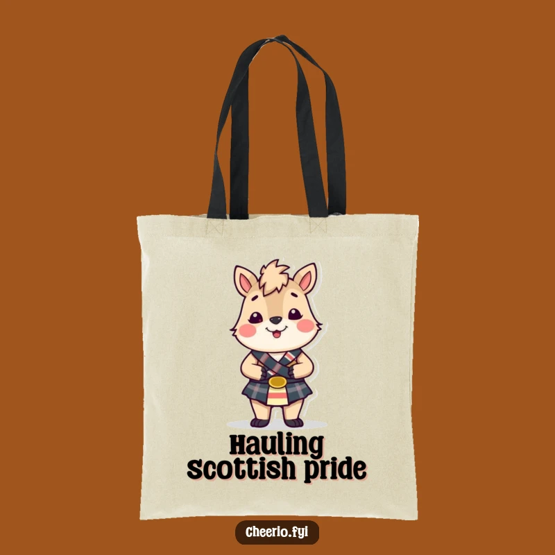 Funny Kilted British Animal Tote Bag: Stylish Scottish Humor, Great Funny Gift!