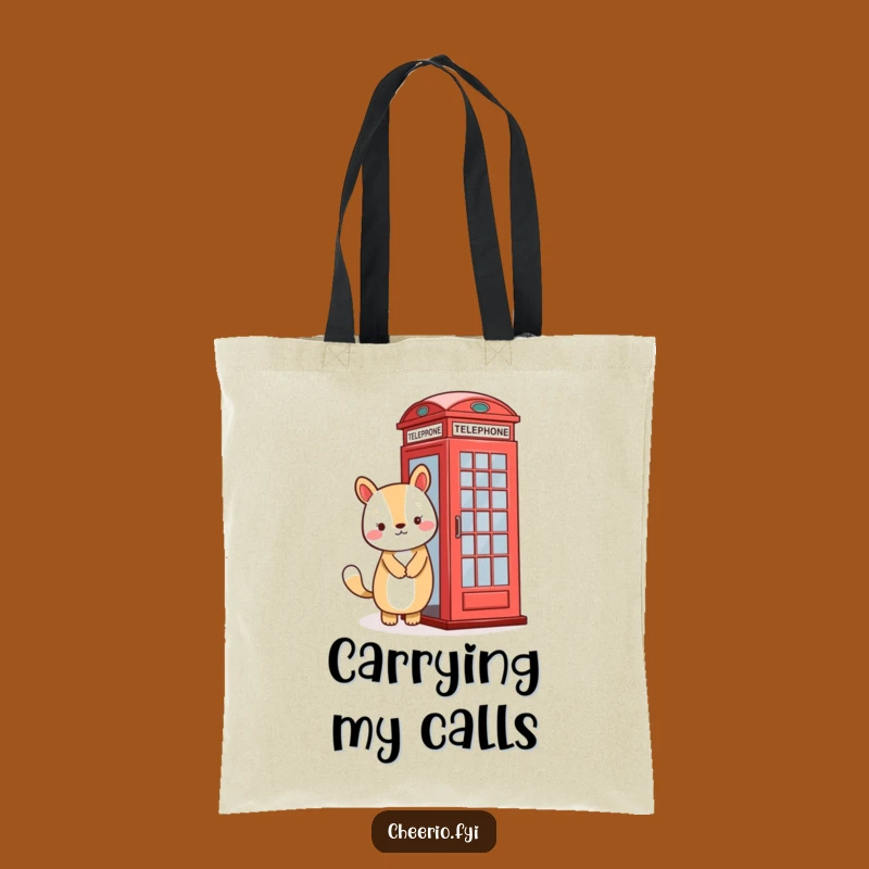 Funny Phone Booth Tote Bag: Carry Your Essentials with a Friendly Animal's Smile