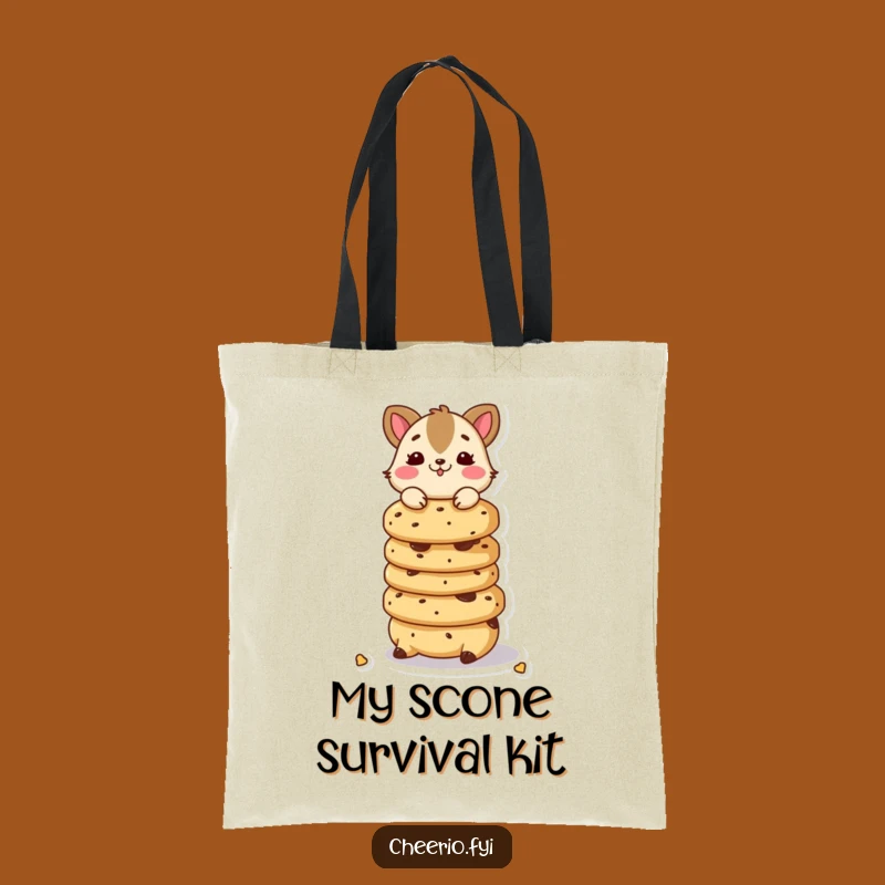Funny Scone Balancing Animal Tote Bag: Stylish Bag with Playful Character, Great Funny Gift