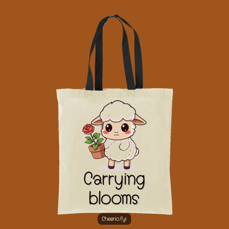 Funny Sheep Rose Tote Bag - Durable Gardener Accessory
