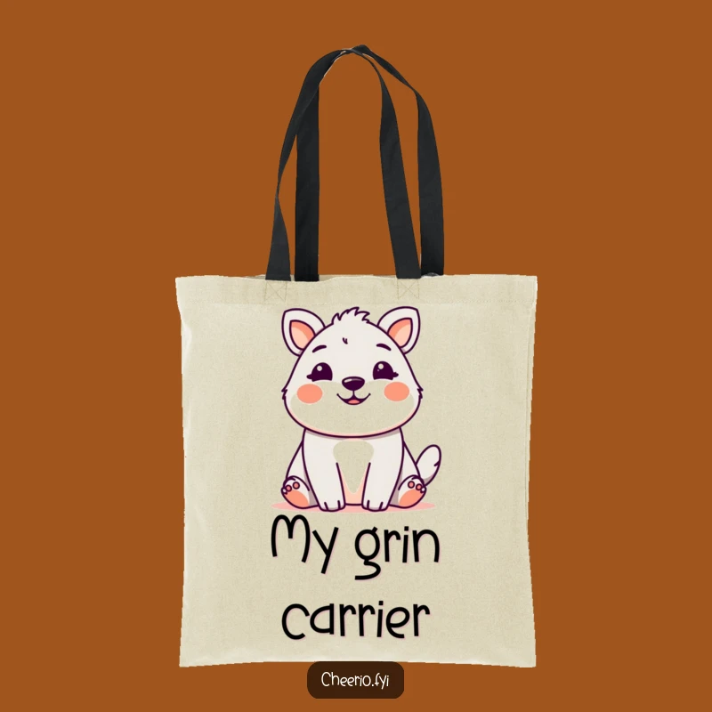 Funny Cute Animal Grin Tote Bag: Carry Your Cheer Everywhere