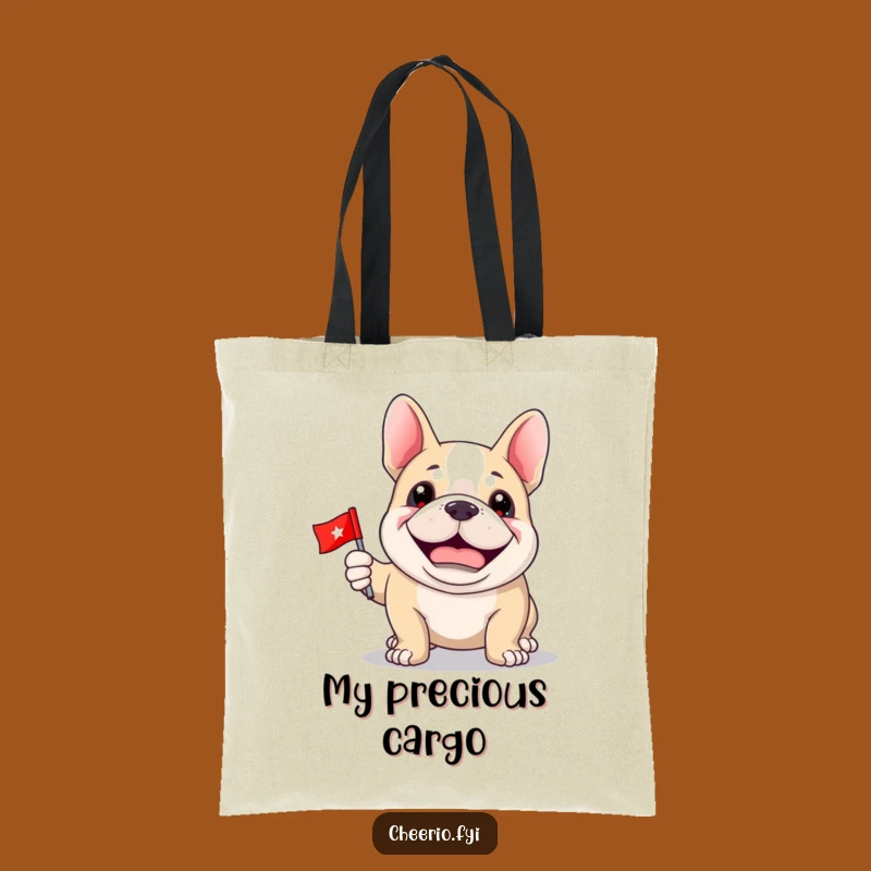 Funny Bulldog Flag Tote Bag: Proud Dog with Tiny Flag - Stylish Gift